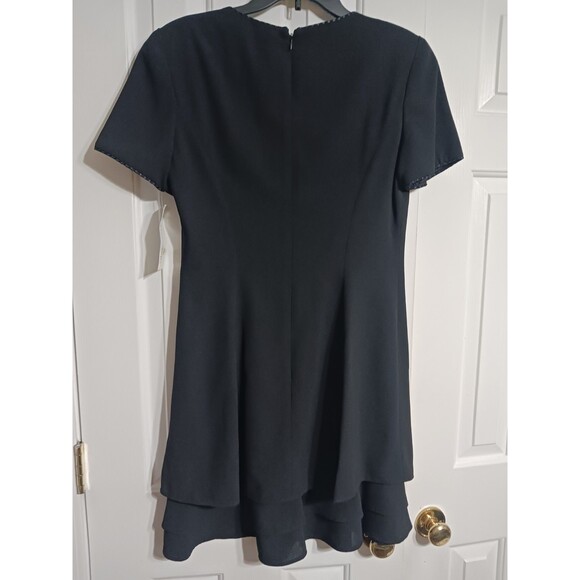 NWT Women's Vintage Liz Claiborne Black Layered Hem Dress Size 10 - Picture 6 of 9
